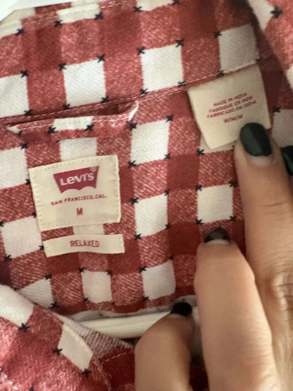 Levi's Relaxed Fit Red and White Checkered Button Down Shirt